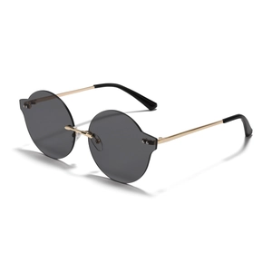 Lunettes de Soleil Rondes Sans Monture Vintage pour Femmes Hommes Rétro Y2K Mode Couleur Bonbon Monture en Métal Protection UV400