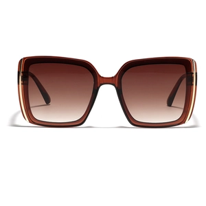 Lunettes de soleil carrées rétro avec monture ambre et verres marron dégradé