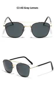 Detailansicht der Pilotensonnenbrille mit Goldrahmen und vollgrauen Gläsern