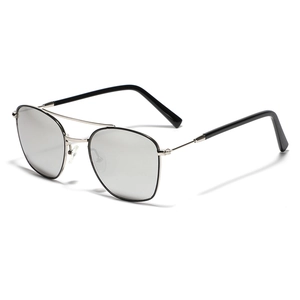 Retro Quadratische Metallrahmen Sonnenbrille Damen Herren Doppelsteg UV400 Verspiegelt Aviator Mode Streetwear Brille