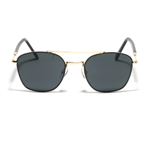 Retro-Sonnenbrille mit quadratischem Gold-Metallrahmen und dunklen Gläsern