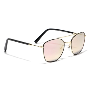 Quadratische goldene Pilotenbrille mit rosa Verlaufsgläsern und Doppelsteg-Design