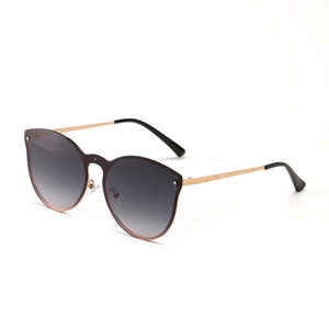 Frameless rimless gradient cat-eye sunglasses with gold metal temples for women and men