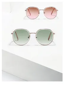 Détails des lunettes de soleil S3004 en métal avec verres dégradés rose et vert