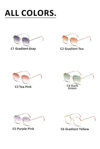 Collection de lunettes de soleil à monture métallique polygone en six couleurs dégradées