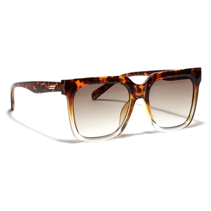 Retro large square sunglasses with tortoise shell frame and gradient brown lenses
