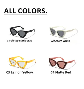 Detailed grid view showcasing retro oversized cat eye sunglasses in four assorted colors