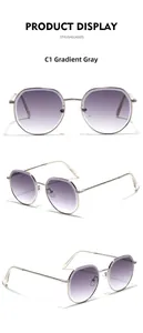 Détails des lunettes de soleil en métal avec monture losange et verres dégradés gris