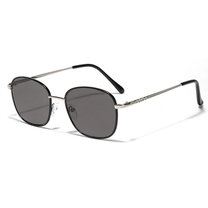 Classic square metal sunglasses with black frames and dark lenses for men and women