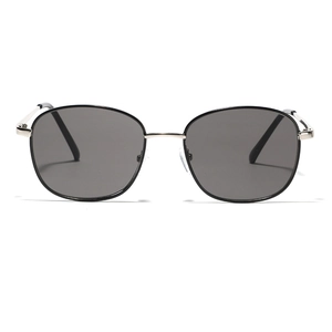 Classic silver metal square sunglasses with dark grey lenses for men and women