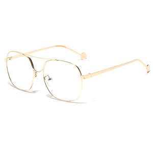 Retro double bridge metal pilot glasses with gold large frame for a vintage fashion style