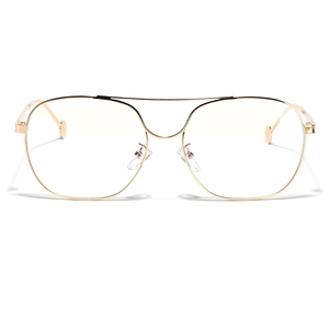 Classic gold metal aviator glasses with large frame and double bridge design on white background