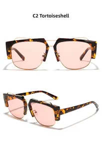 Vue détaillée des lunettes de soleil écaillées avec verres orange et charnière métal