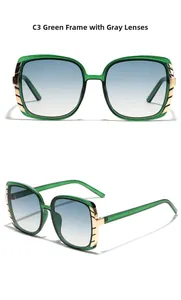 Detail of emerald green translucent square frame sunglasses with golden metal hinges