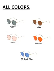 Couleurs disponibles pour lunettes de soleil ovales en métal vert-gris, brun et rose
