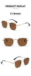 Detail view of tea brown sunglasses with gold metal frame showing the 56-20-146 size specs