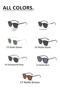Detailed grid showing 7 stylish color options for square TR90 polarized sunglasses