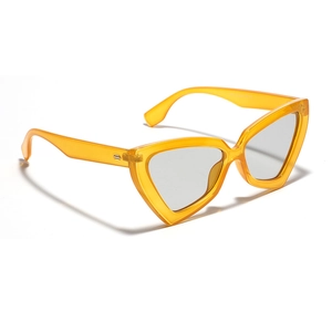 Stylish oversized translucent yellow cat eye sunglasses with Y2K aesthetic design