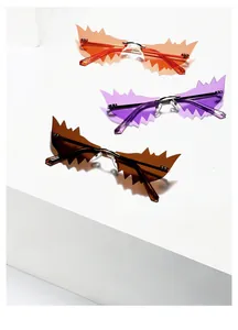 Détail des lunettes K008 sans monture à bords dentelés en orange, violet et marron