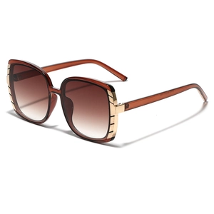 Premium oversized square sunglasses with amber frames and brown gradient lenses