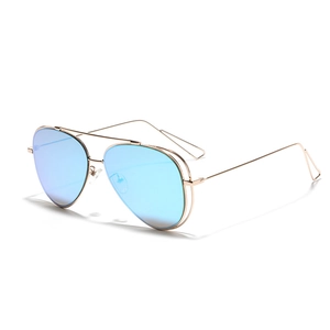 Lunettes de Soleil Aviateur Tendance Monture en Acier Inoxydable UV400 Verres Miroir Lunettes de Pilote pour Hommes Femmes Mode