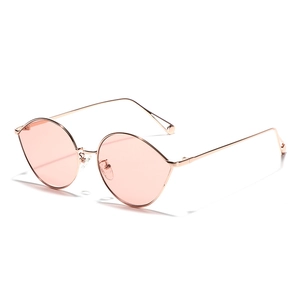 Lunettes de soleil goutte d'eau avec monture en métal doré rose et verres roses