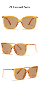 Detailed views of caramel square oversized sunglasses with transparent amber frames