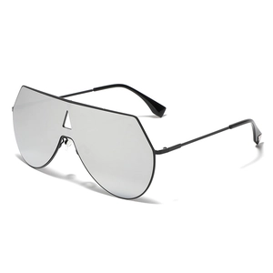 Occhiali da Sole Fashion Oversize Shield per Donna Uomo Montatura in Metallo Lente a Specchio Unica Stile Industriale Punk
