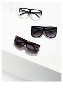 Three oversized square frames sunglasses in clear, black, and tortoise shell finishes
