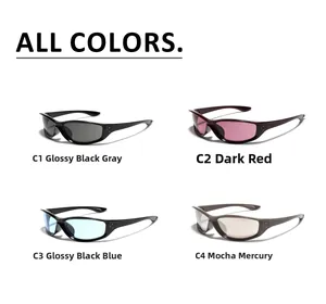 Four different color variants of Y2K square sunglasses with sleek rivet details
