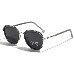 Classic square polarized TR90 sunglasses with UV400 protection and grey frames