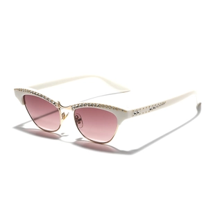 Lunettes de Soleil Œil de Chat Rétro avec Strass pour Femmes Monture Plastique Métal Verres Dégradés Lunettes Décoratives Mode