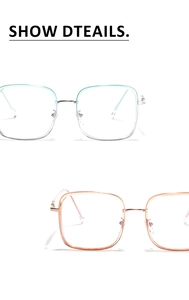 Detail view of square TR90 metal mixed frames with mint green and pink gradients