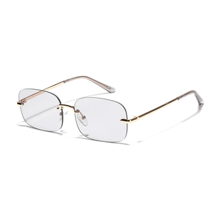 Y2K Rimless Rectangular Sunglasses For Women Men Millennium Style Gradient Lens Metal Frame UV400 Fashion Eyewear Party Sunglasses