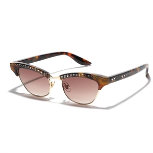 Lunettes de soleil œil de chat écaillé avec strass et verres dégradés marron