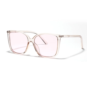 Y2K oversized square sunglasses with transparent pink frames and tinted lenses