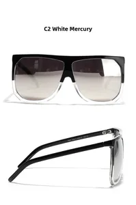 Detail view of model 1645 silver mirror sunglasses with black and white frames