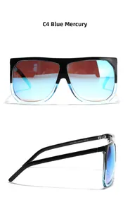 Detailed close-up of model 1645 square sunglasses with C4 blue mercury gradient lenses