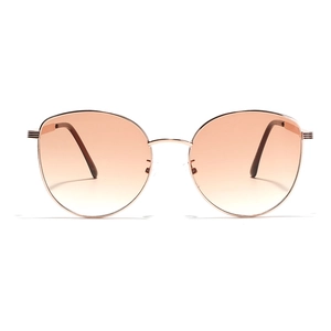 Fashionable rose gold cat-eye sunglasses with gradient brown lenses for women and men