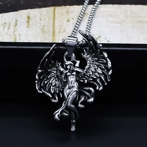 Collana con Pendente Ali d'Angelo in Lega Vintage Retro Punk Ali di Dea Relief Catena Box Gioielli alla Moda Regalo Donna Uomo