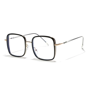 Retro Square TR90 Metal Frame Optical Glasses Fashion Jelly Color Large Frame Eyeglasses For Women Men Decorative Flat Mirror
