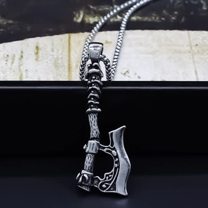 Viking Axe Pendant Necklace Vintage Alloy Hip Hop Punk Style Jewelry For Men Women Daily Party Accessory Gift