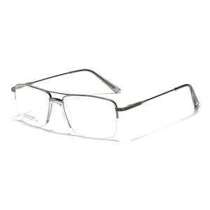 Classic gunmetal square half-rim stainless steel optical glasses frame for men