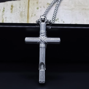 Minimalist Alloy Cross Whistle Pendant Necklace With Box Chain Functional Industrial Style Accessory For Men Women Jewelry
