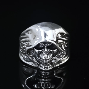 Bague à Capuche Crâne Faucheuse Gothique Rétro pour Hommes Alliage Électroplaqué Punk Hip Hop Mort Fantôme Bague Bijoux Cadeau