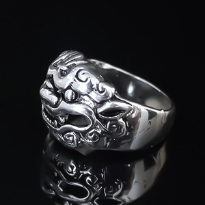 Retro lion head relief ring for men, vintage metal alloy gothic punk style biker jewelry