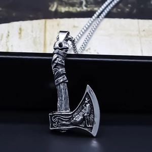 Collana Con Ciondolo A Forma Di Ascia Vichinga Da Uomo Retrò Argento Motivo Lupo Lega Streetwear Hip Hop Gioielli Di Moda Personalizzati Regalo