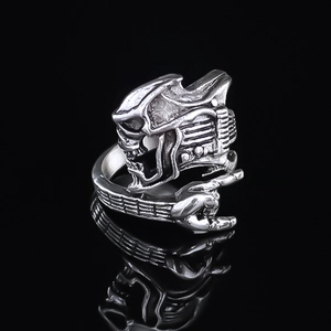 Herren Retro Punk Gitarre Totenkopf Ring Legierung Verstellbar Rock Hand Hip Hop Personalisierter Silberner Fingerring Schmuck Zubehör
