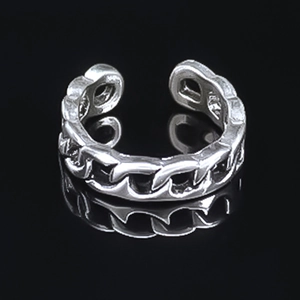 Vintage Hollow Alloy Chain Link Open Ring For Men Women Personalized Adjustable Retro Silver Color Finger Ring Jewelry