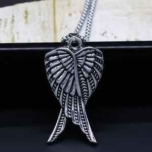 Collana con Pendente ad Ala d'Angelo in Lega Retro per Uomo Donna Punk Gothic Collana con Pendente Ala Invecchiata Gioielli